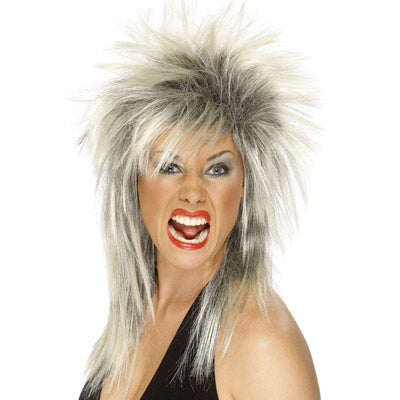 Blonde Black Mullet Rock Diva Wig Sydney Costume Shop