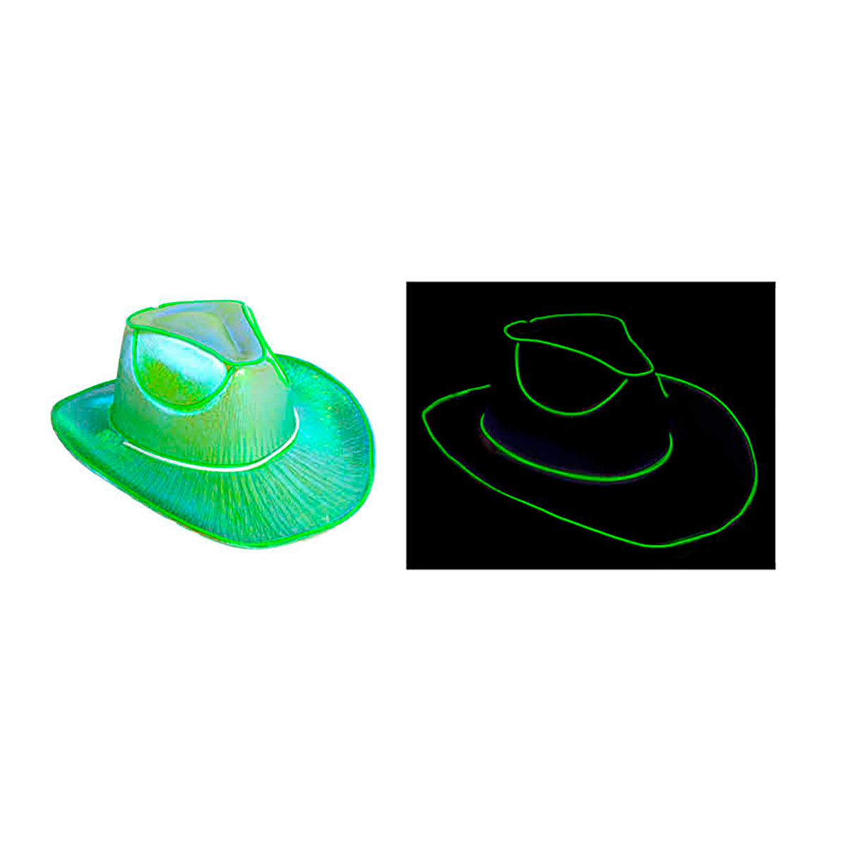 Light Up Metallic Cowboy Hat Green Sydney Costume Shop