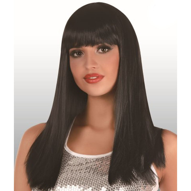 Long Black Wig with Fringe Sydney Costume Shop