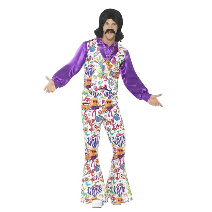 1960's Groovy Hippie Multi-Coloured Mens Costume