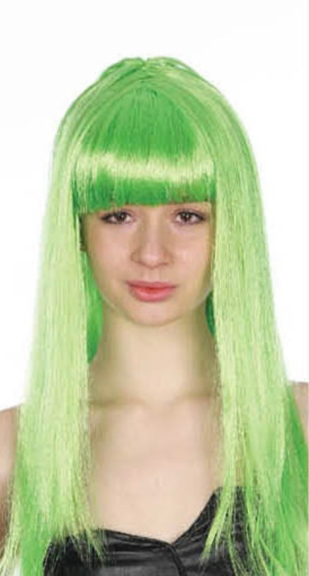 Long Green Wig with Fringe