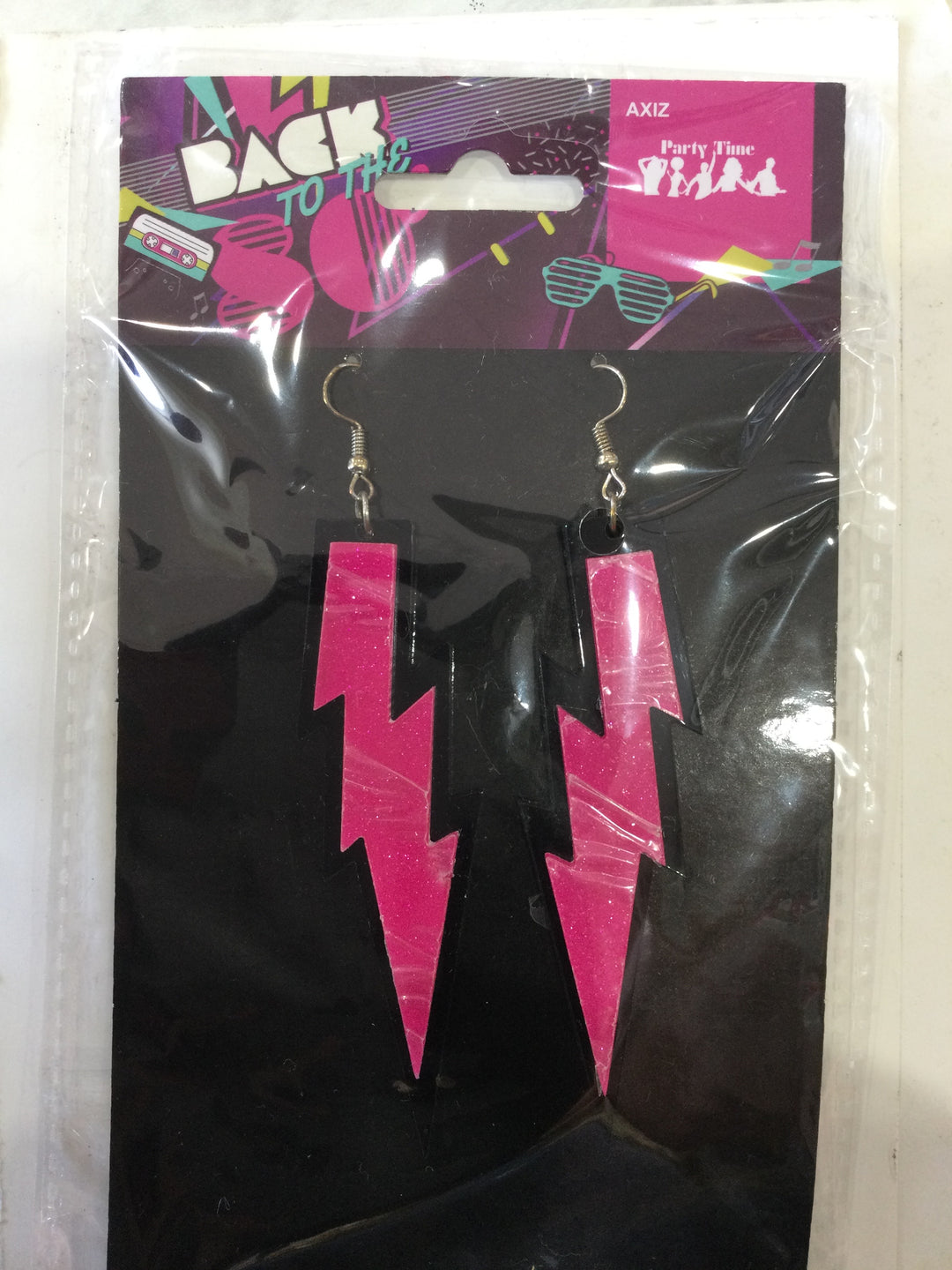 1980s Lightning Bolt Earrings Pink