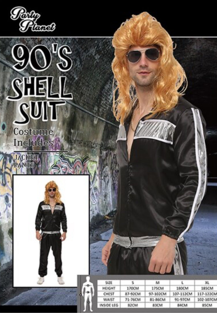 90s Shell Suit Silver Black