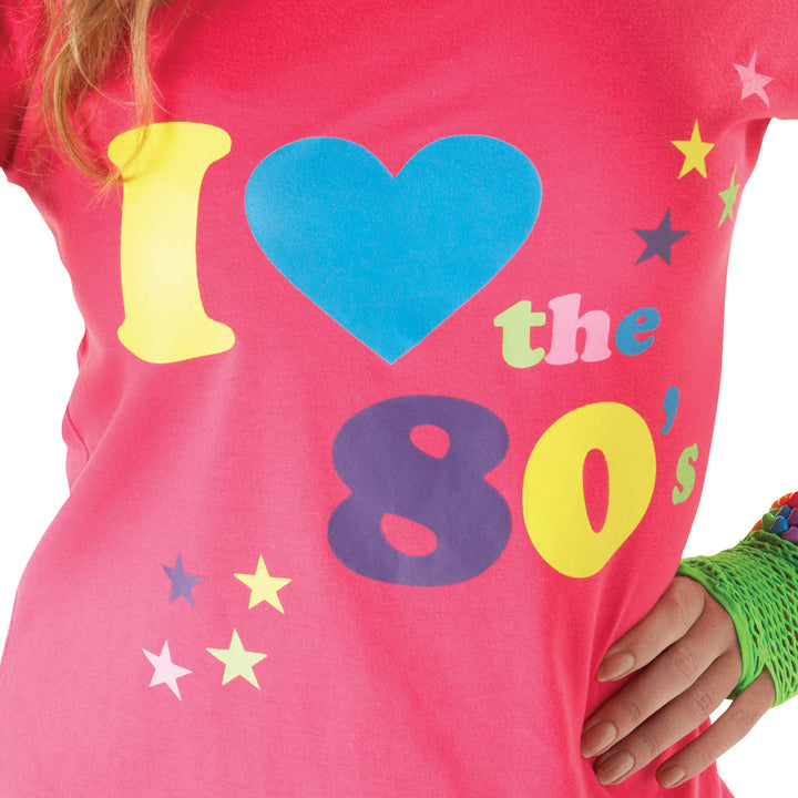 80's Womens T-Shirt - I Love 80's Pink