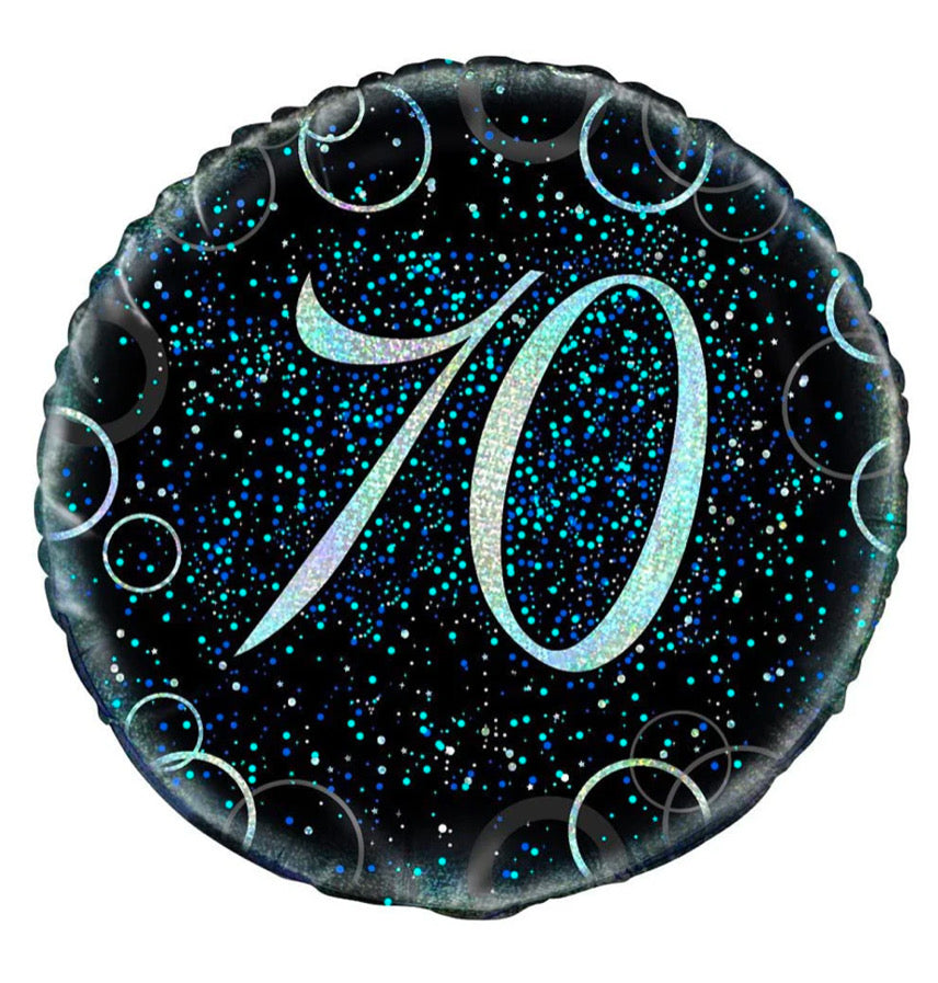 Glitz 70th Balloon with blue