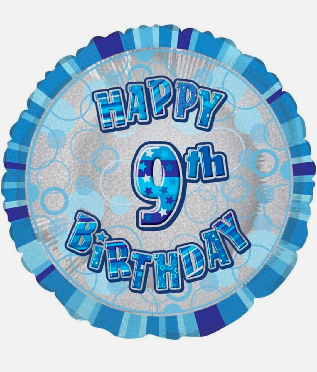 Happy 9th Birthday balloon Blue and Silver