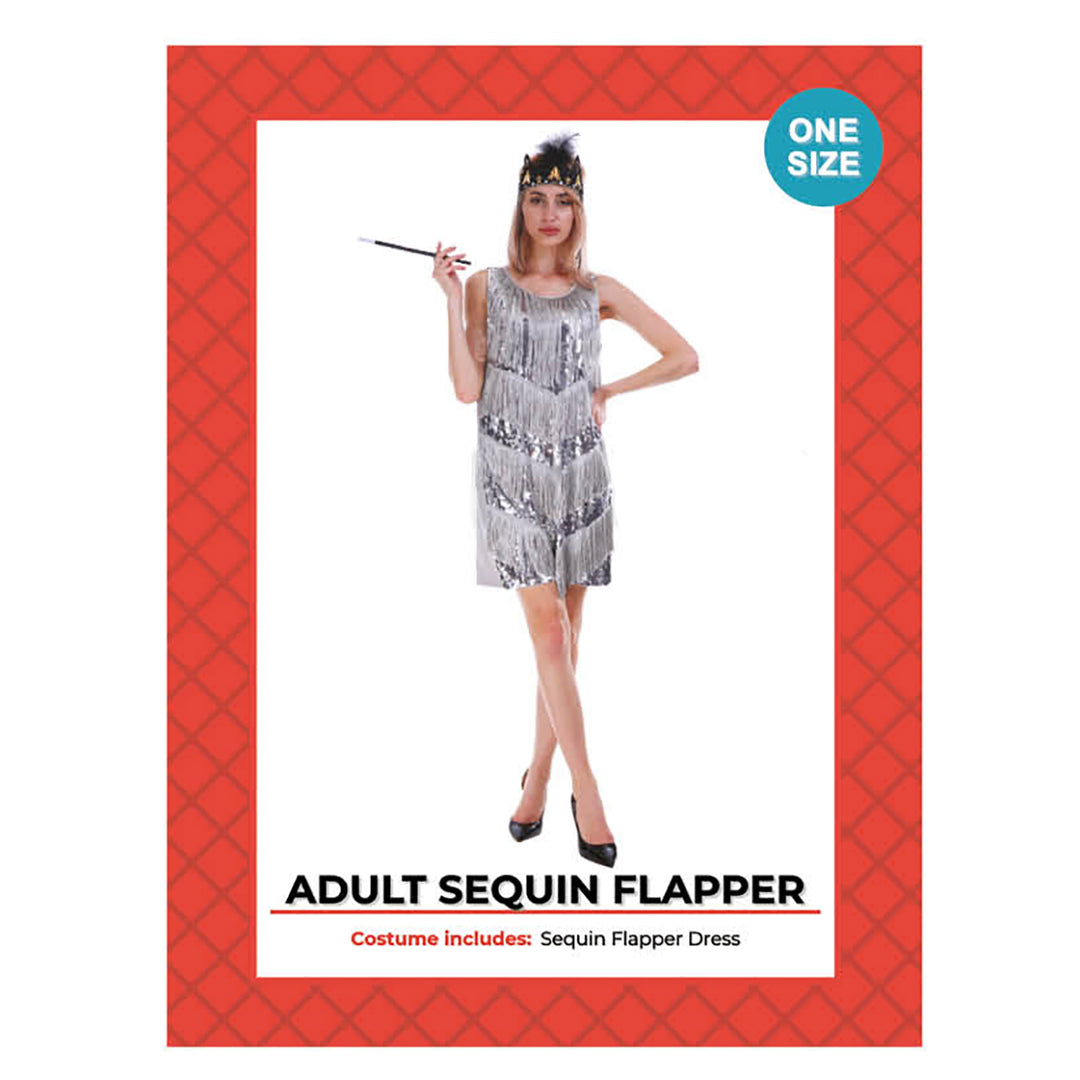 Sequin Flapper Costume - Silver