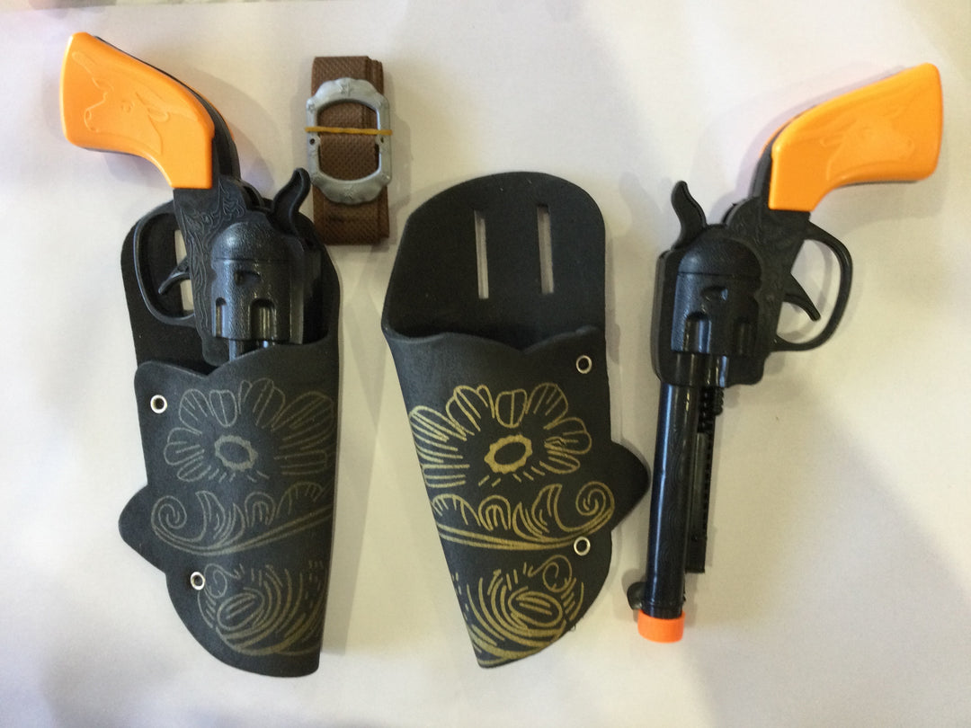 Western Cowboy Double Black Gun & Holster Set