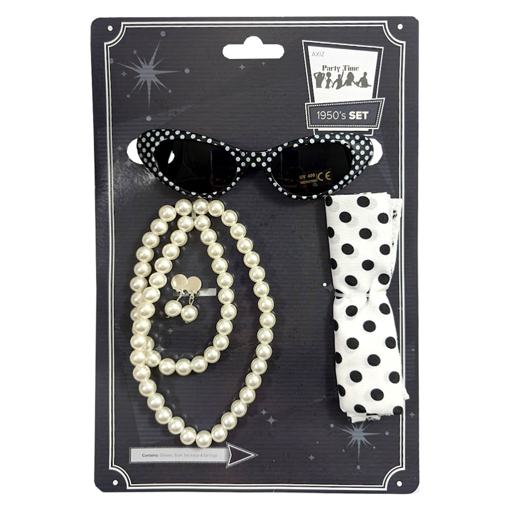 1950s Black & White Polka Dot Accessories Set