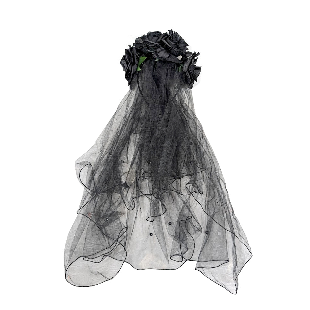 Black Roses Veil Headband