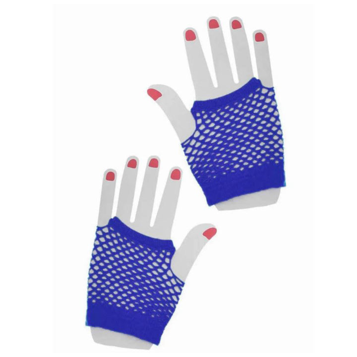 Blue Fishnet Gloves