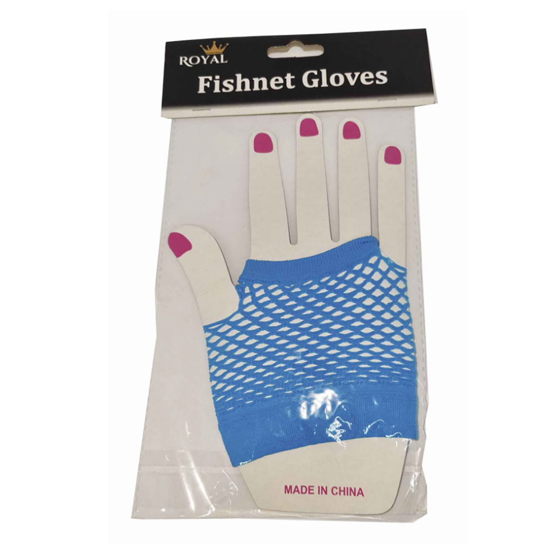 Blue Fishnet Gloves