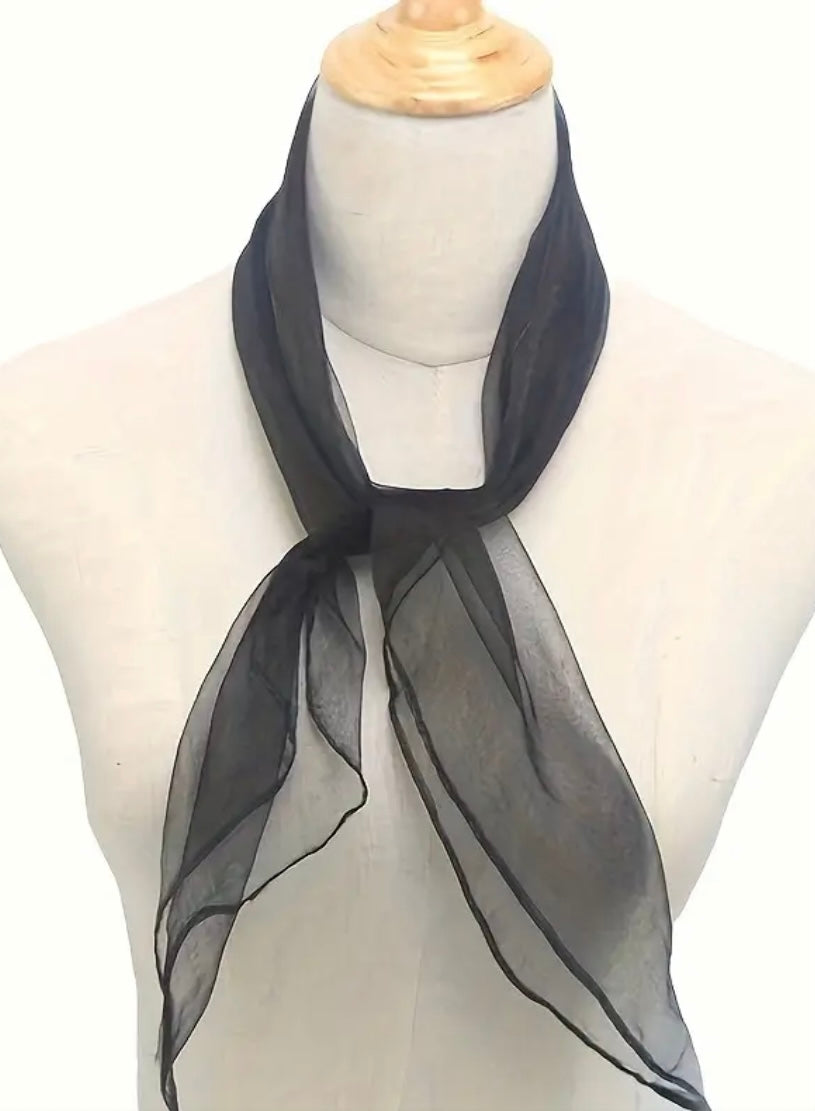 Black Chiffon Neck Scarf