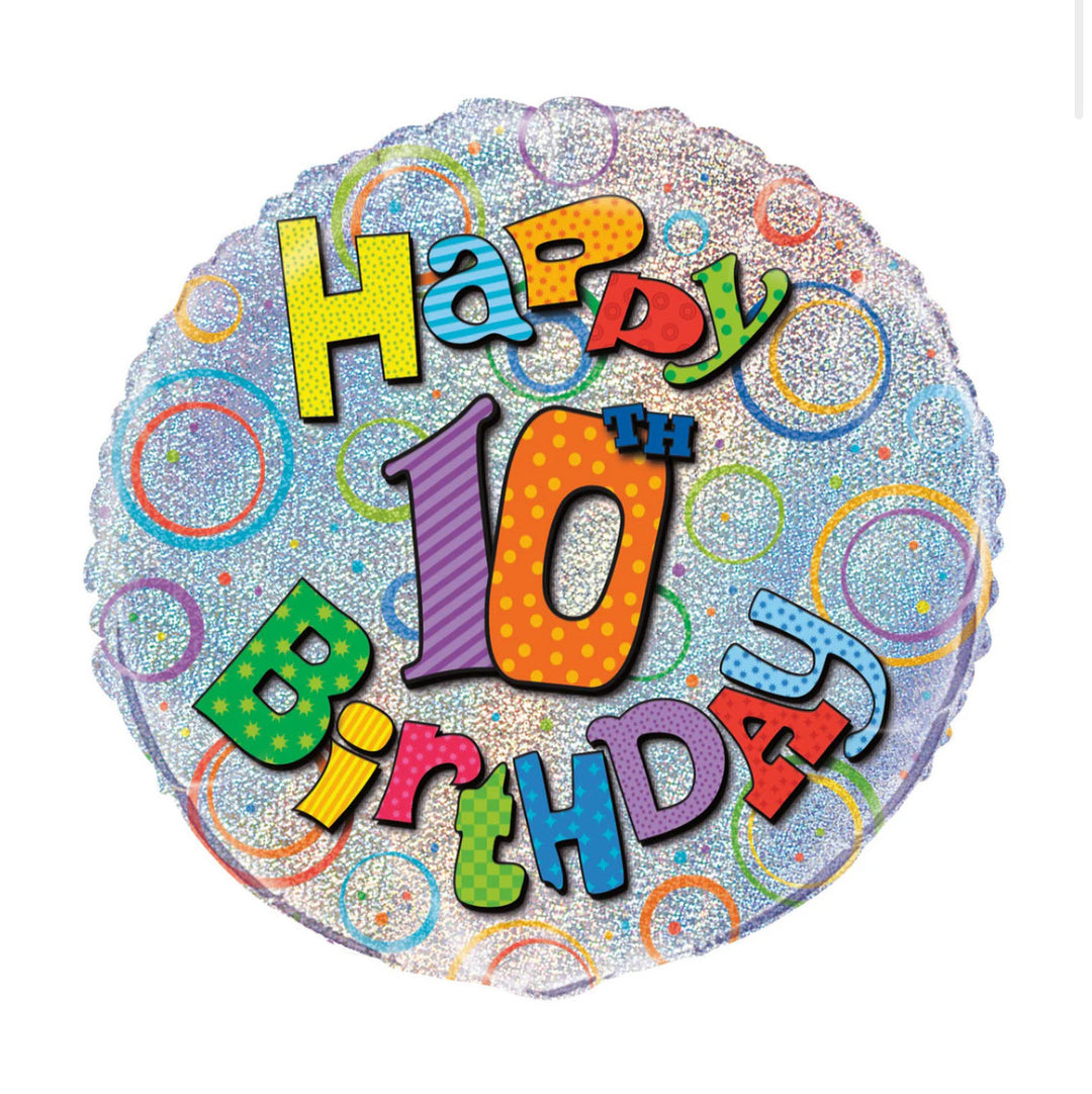 Happy 10th Colourful Birthday Balloon