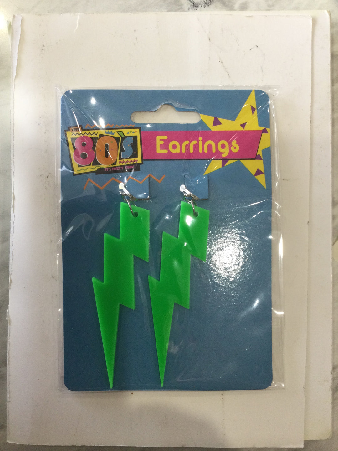 1980s Lightning Bolt Earrings Green