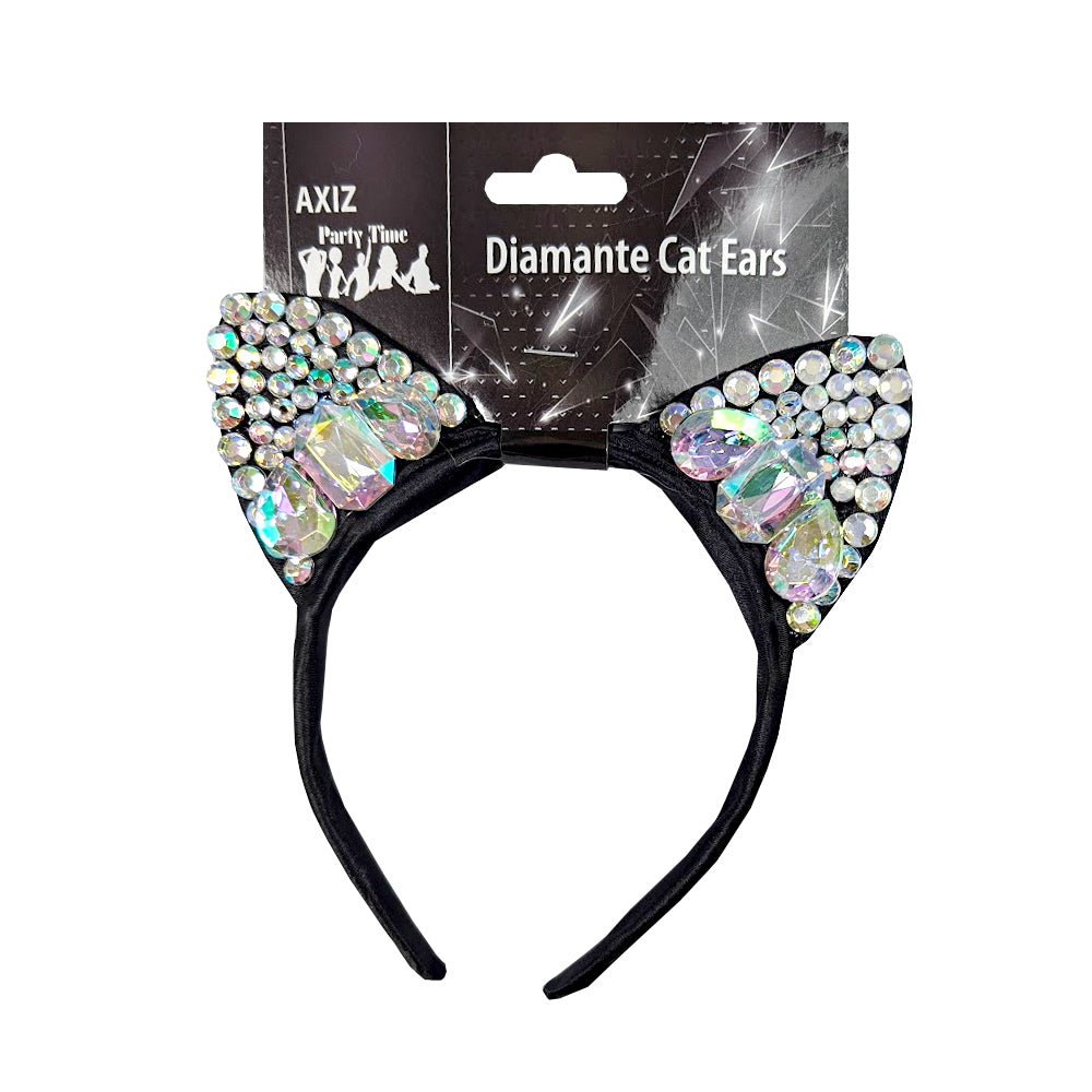 Diamante Cat Ears Black Headband