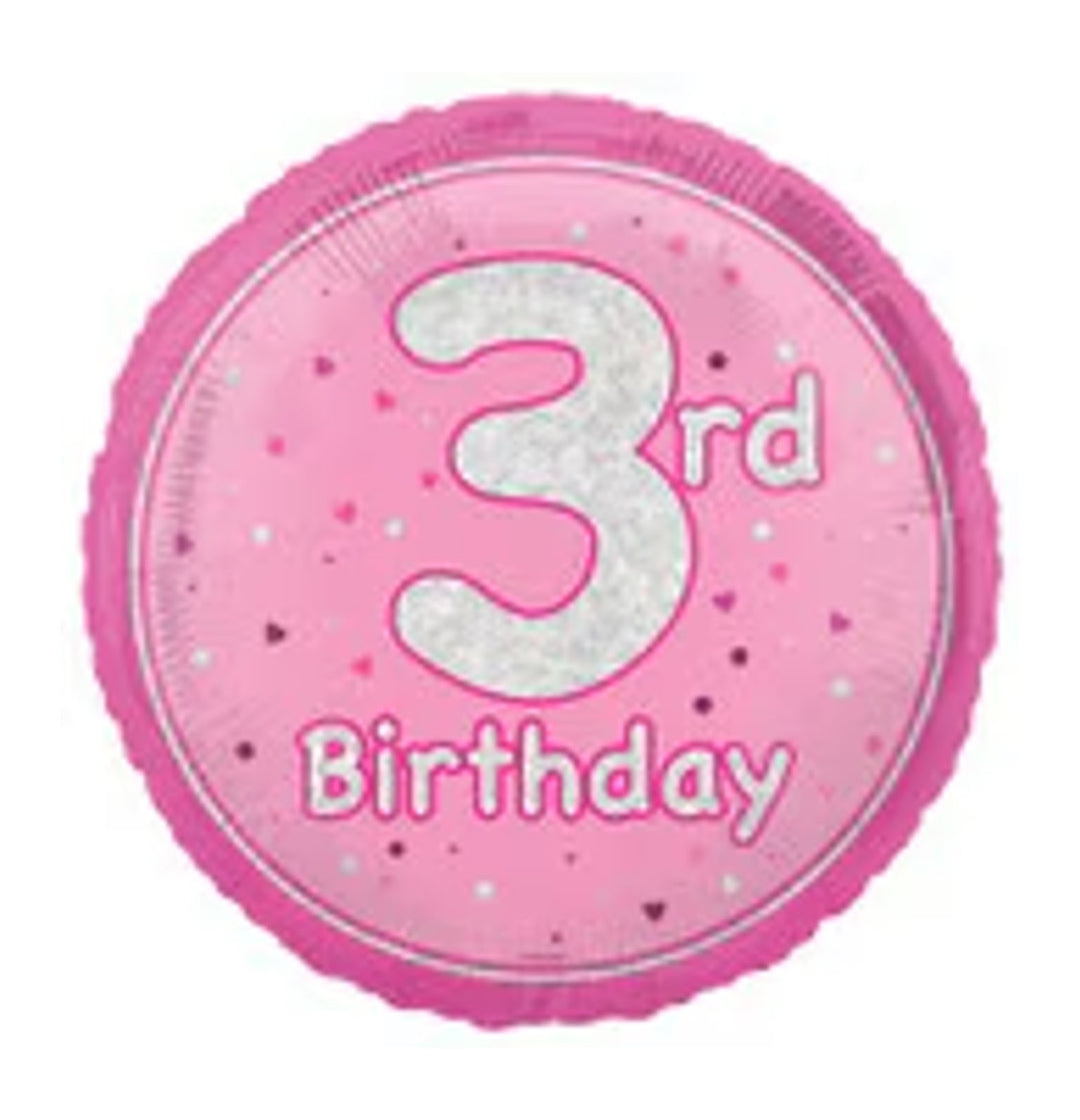 Glitz 3rd Birthday Balloon