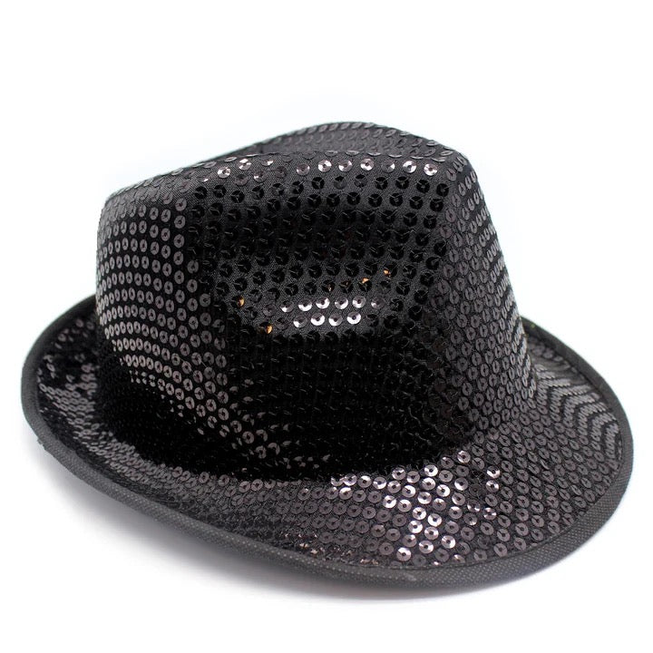 Fluro Sequin Trilby Hat, Black