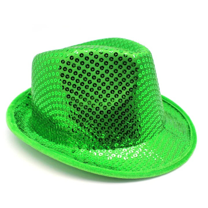 Fluro Sequin Trilby Hat, Green