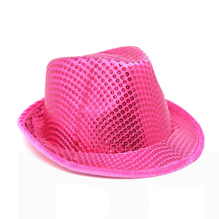 Fluro Sequin Trilby Hat, Hot Pink