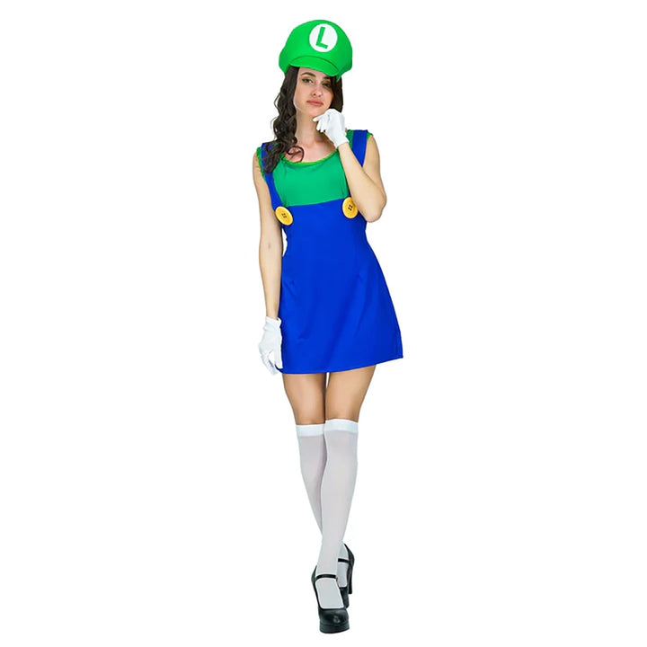 Luigi Adult Green Plumber Girl Costume