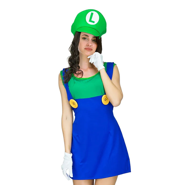 Luigi Adult Green Plumber Girl Costume