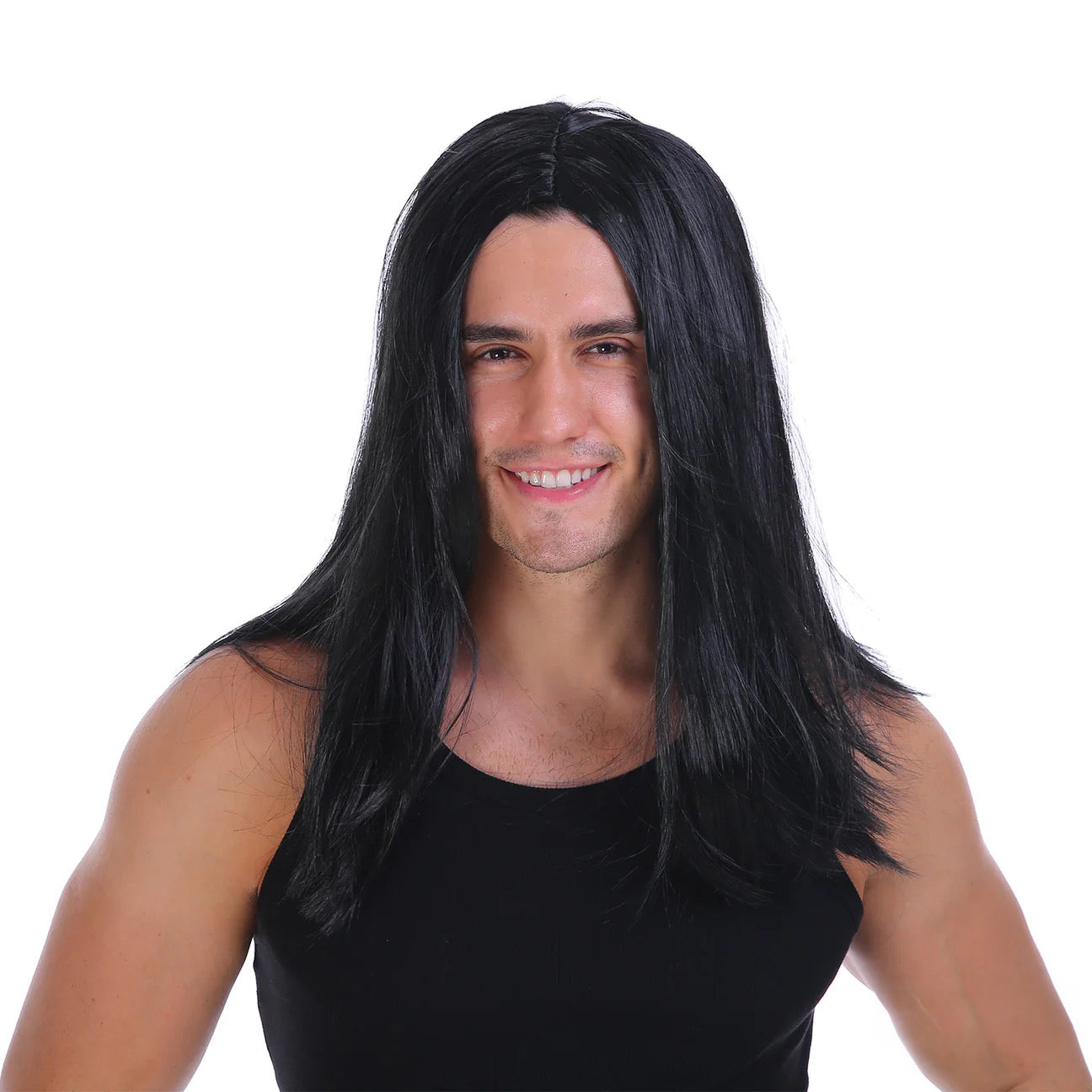 Mens Long Hair Wig Black