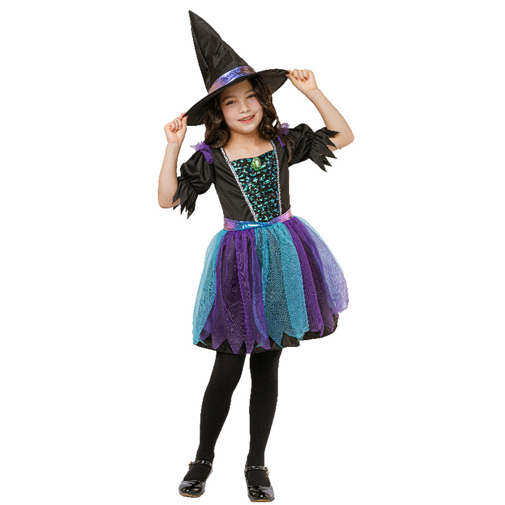 Girls Blue Starry Witch Costume