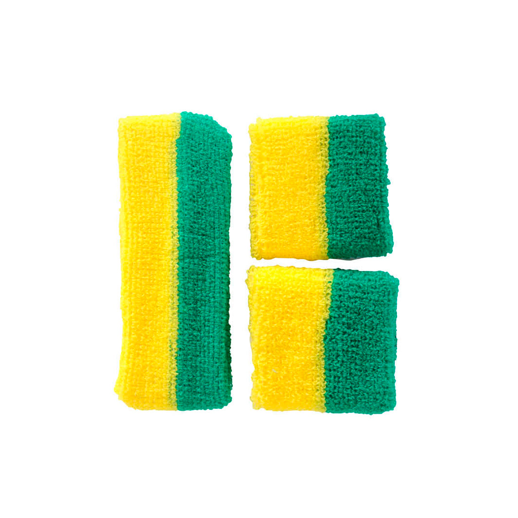 Sweatband Set - Yellow & Green Stripe