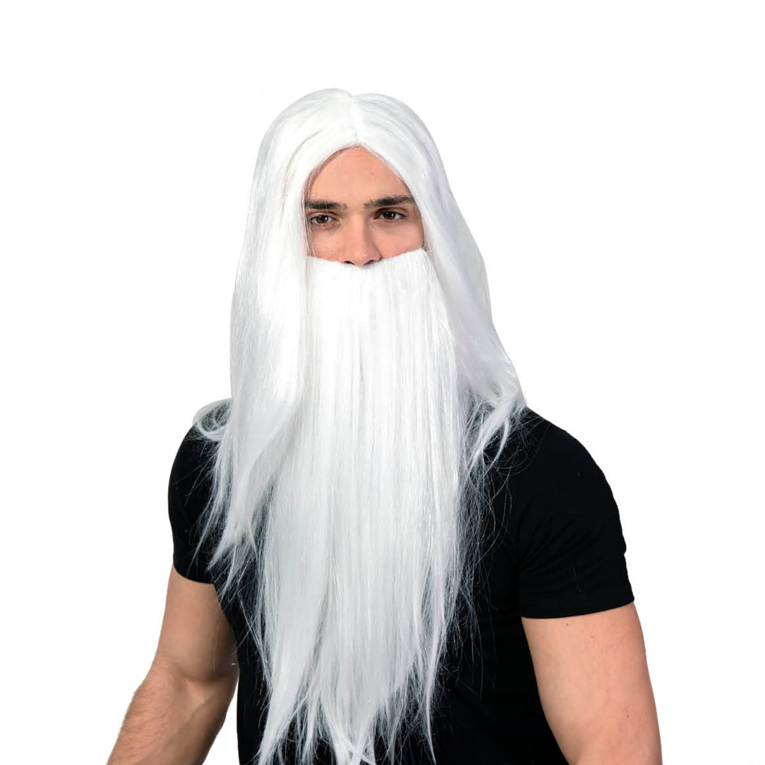 White Wizard Wig & Beard Set