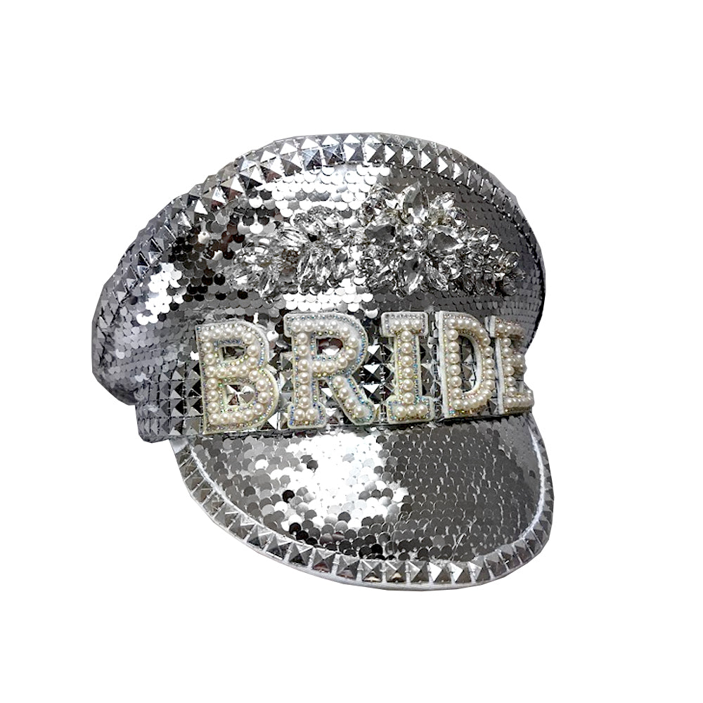 Bride to Be Silver Sequin Cap