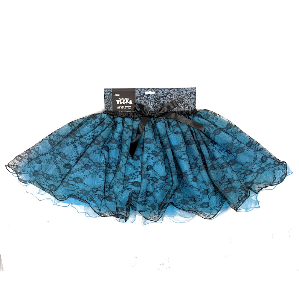 Adult Tutu, Turquoise with Black Lace