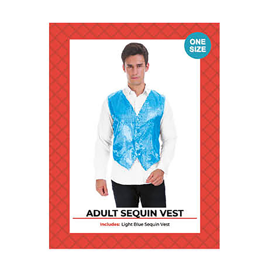 Adult Sequin Vest Light Blue