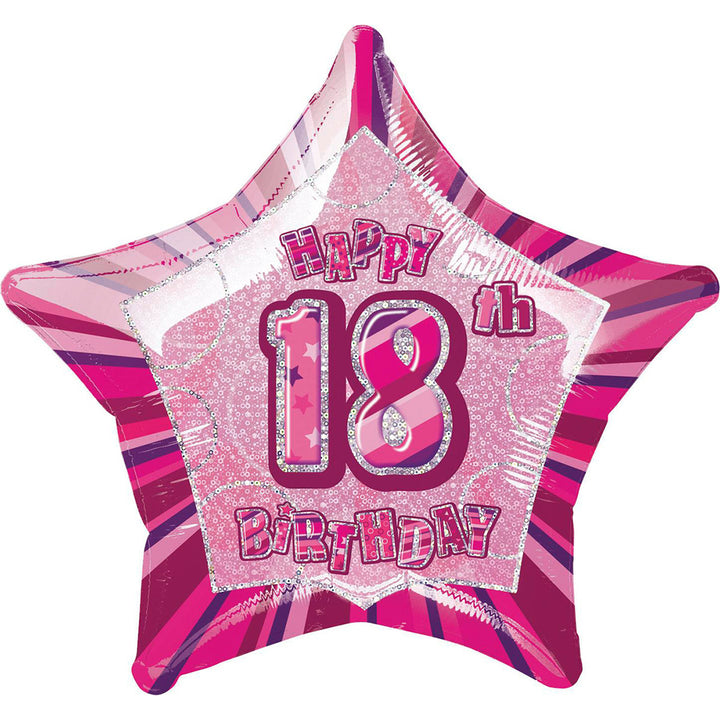 Glitz Pink 18th Birthday Star Foil Balloon