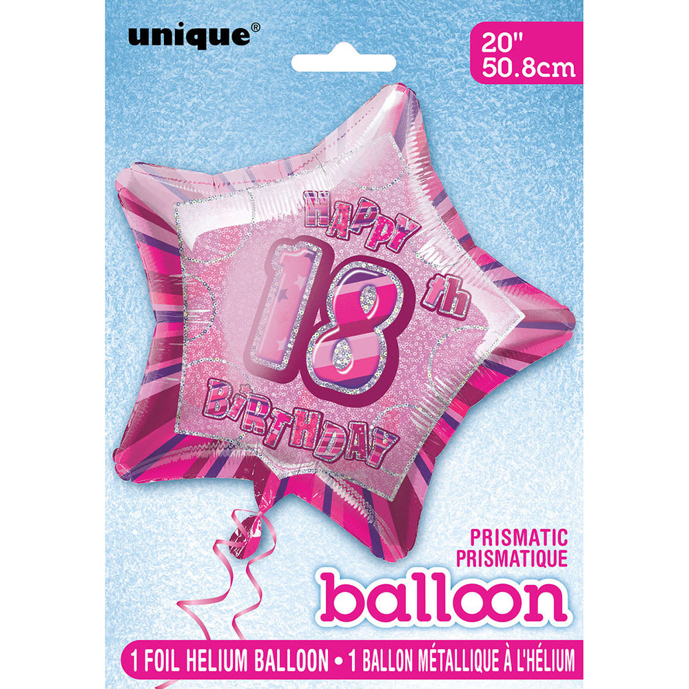 Glitz Pink 18th Birthday Star Foil Balloon