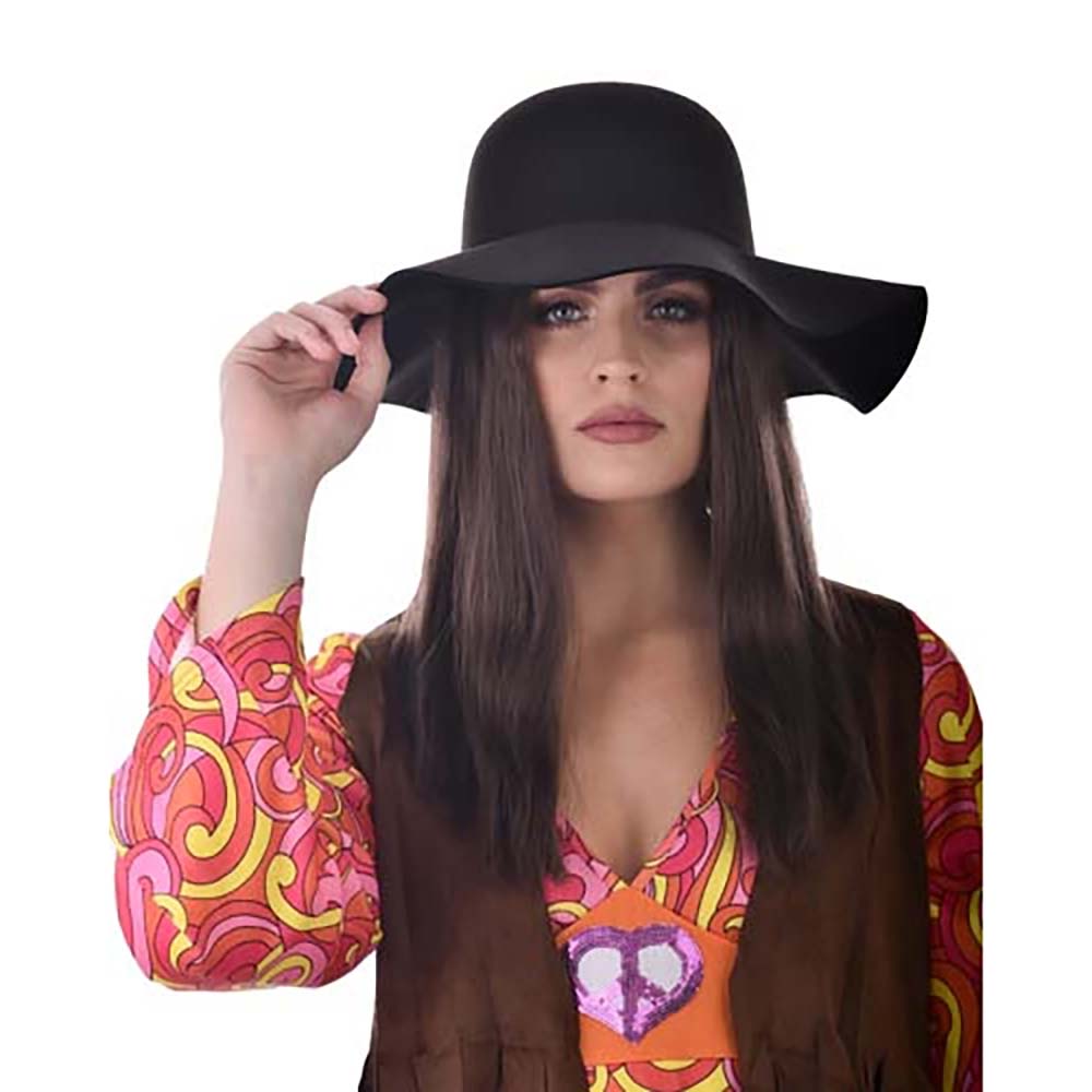 Hippie Wide Brim Hat Black – Sydney Costume Shop