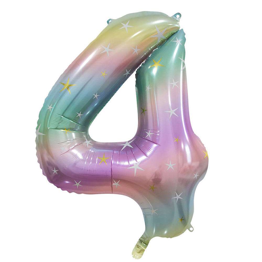 Pastel Rainbow Giant Number 4 Foil Balloon – Sydney Costume Shop