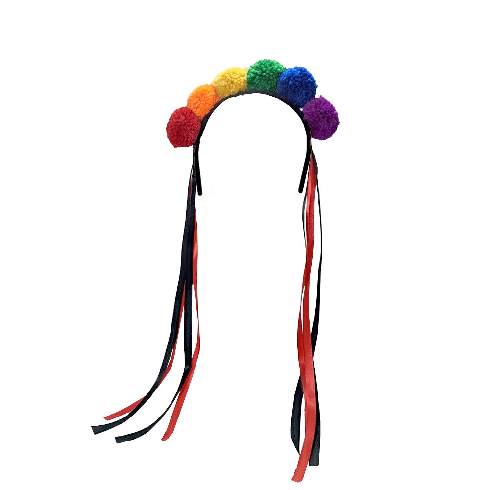 Rainbow Pom Pom Headband