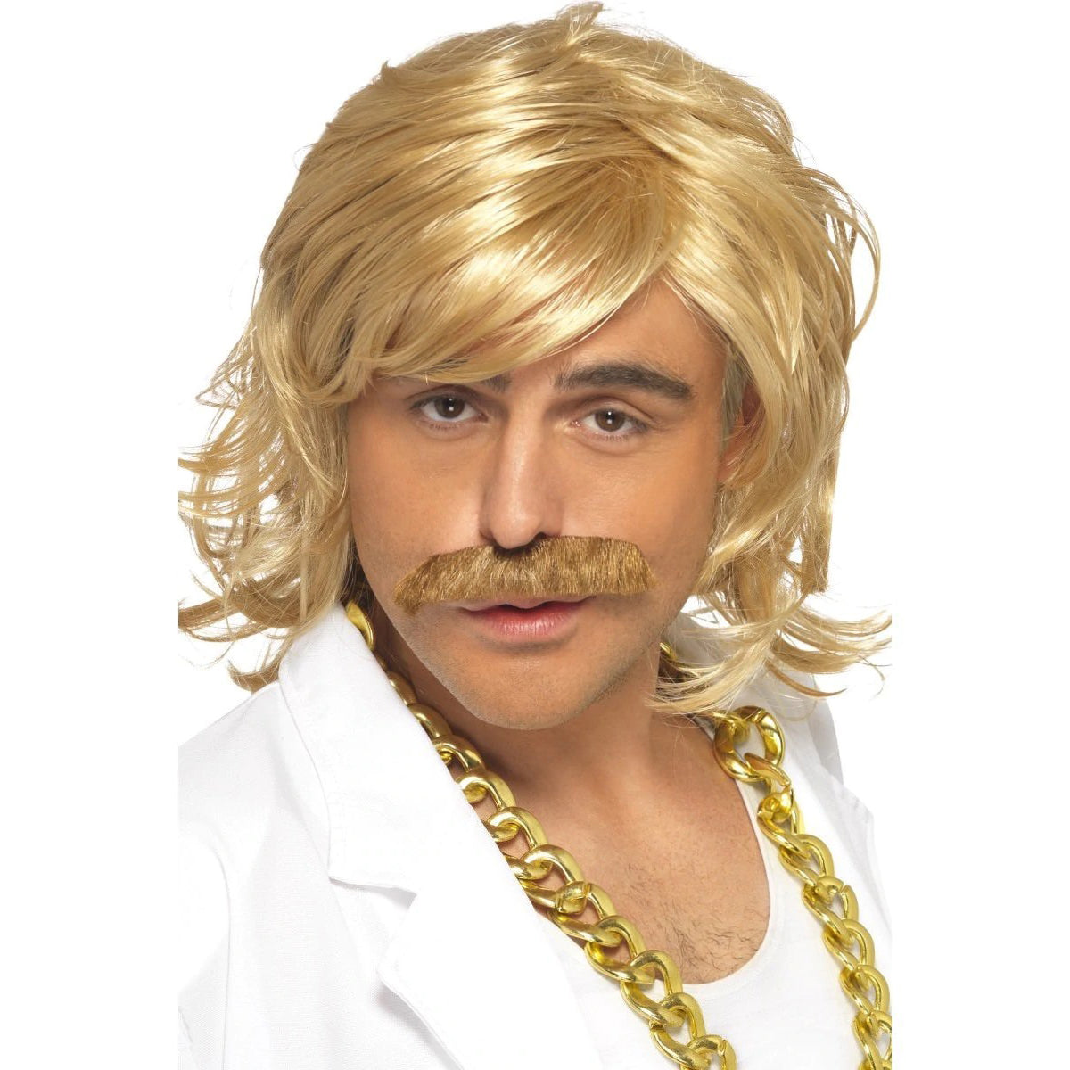 Blonde Game Show Host Wig Moustache Sydney Costume Shop